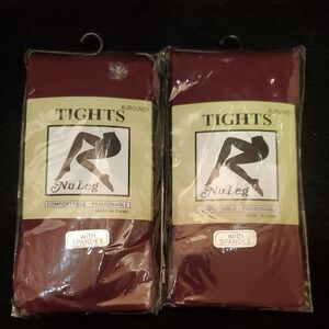2 Pair Of NuLeg Burgundy Tights SIZE SMALL/MEDIUM